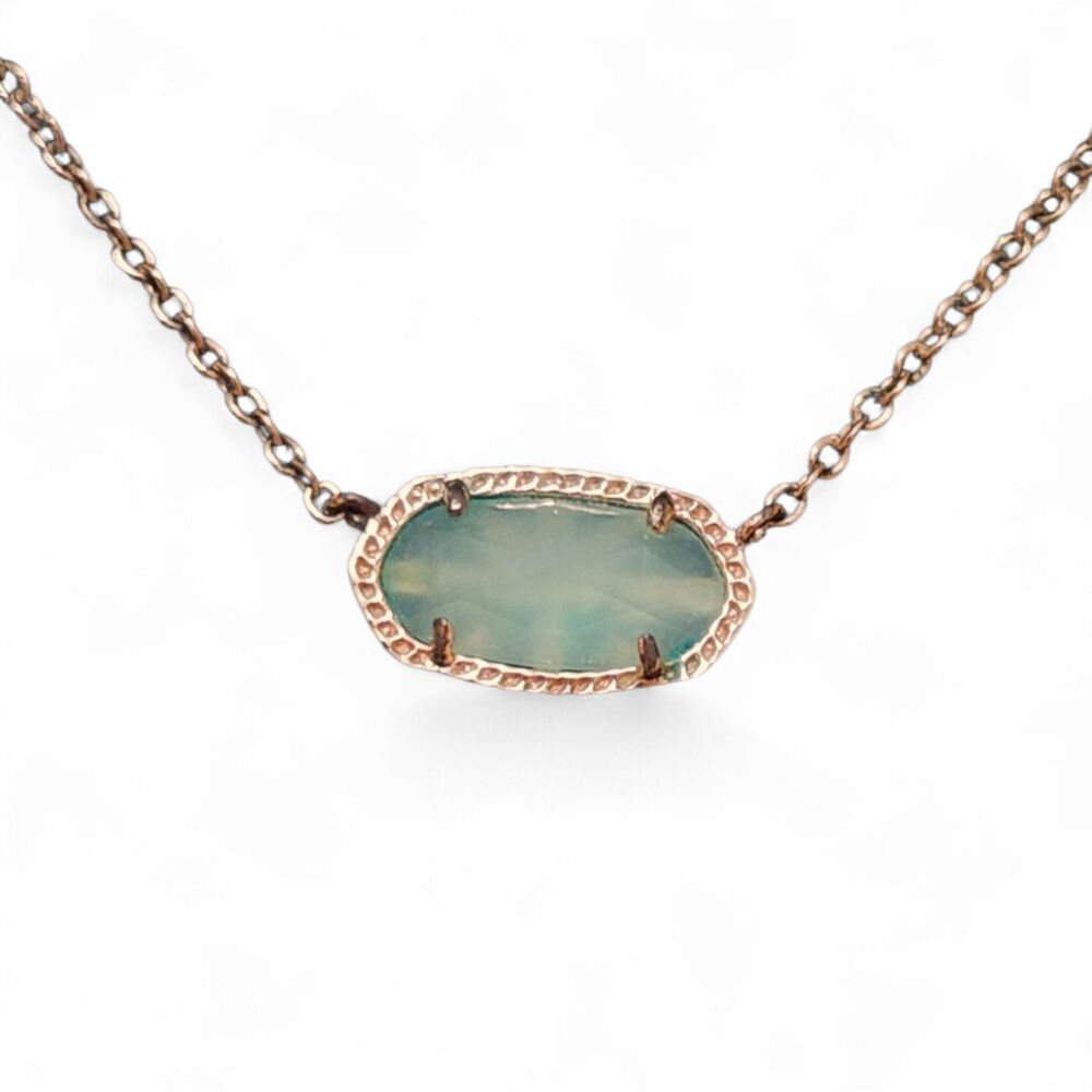 Kendra Scott Elisa Necklace Mint Aqua Chalcedony Gold Tone Dainty Pendant